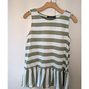Doe & Rae Green & White Striped Top